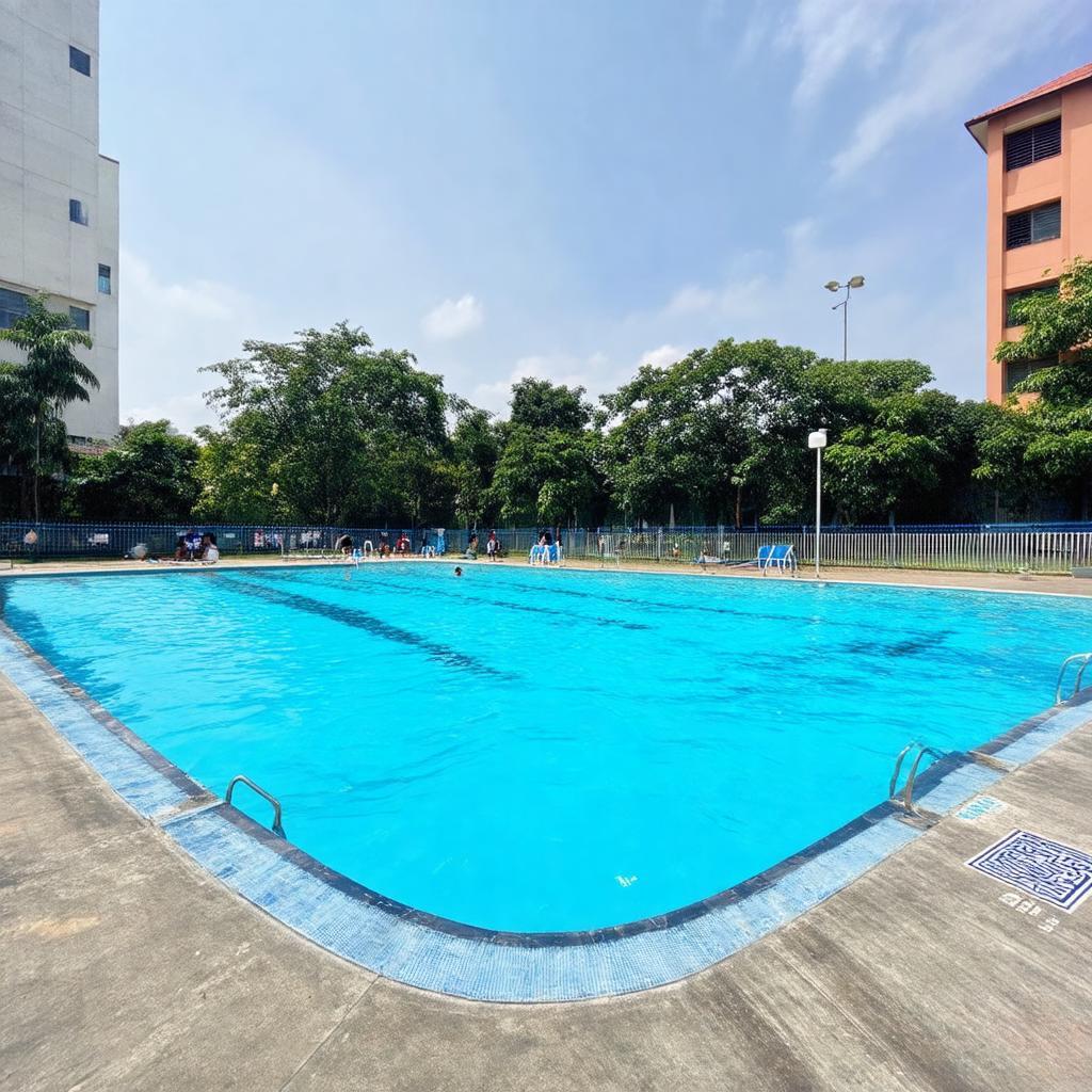 Không gian thoáng đãng và chất lượng nước sạch sẽ tại Hồ bơi Cúp Vàng Quận 12.